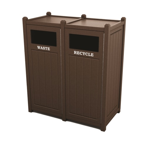 Waste 32 Gallon Black Receptacle Enclosure with Drop Hole